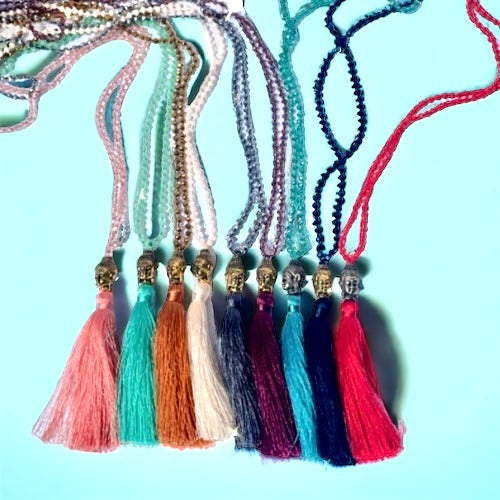 Crystal Buddha Tassel Necklace