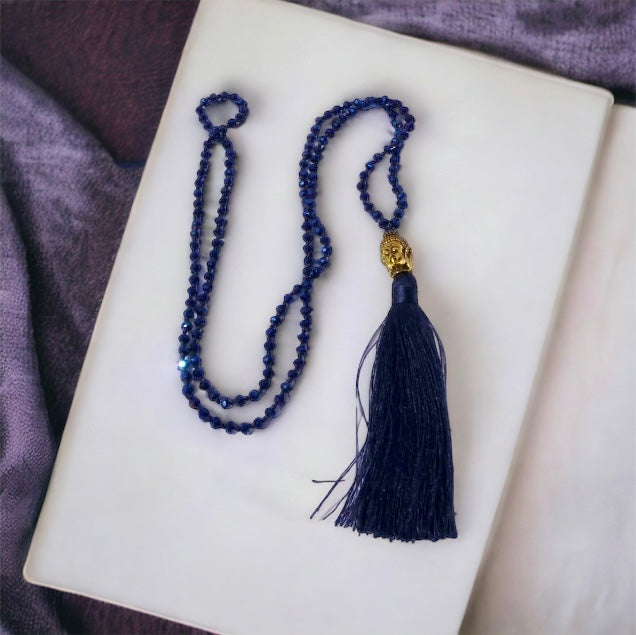 Crystal Buddha Tassel Necklace