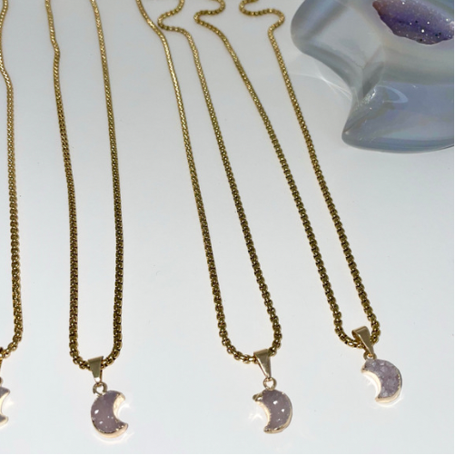 Druzy Crescent Moon necklace