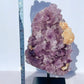 Amethyst Cluster with Calcite On Metal Stand