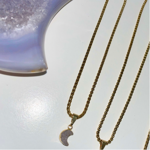 Druzy Crescent Moon necklace