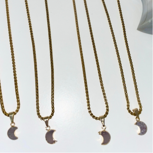 Druzy Crescent Moon necklace